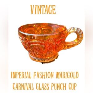 Imperial FASHION Marigold Carnival Glass Punch Cup 2¼" Tall X 3 3/8" Wide